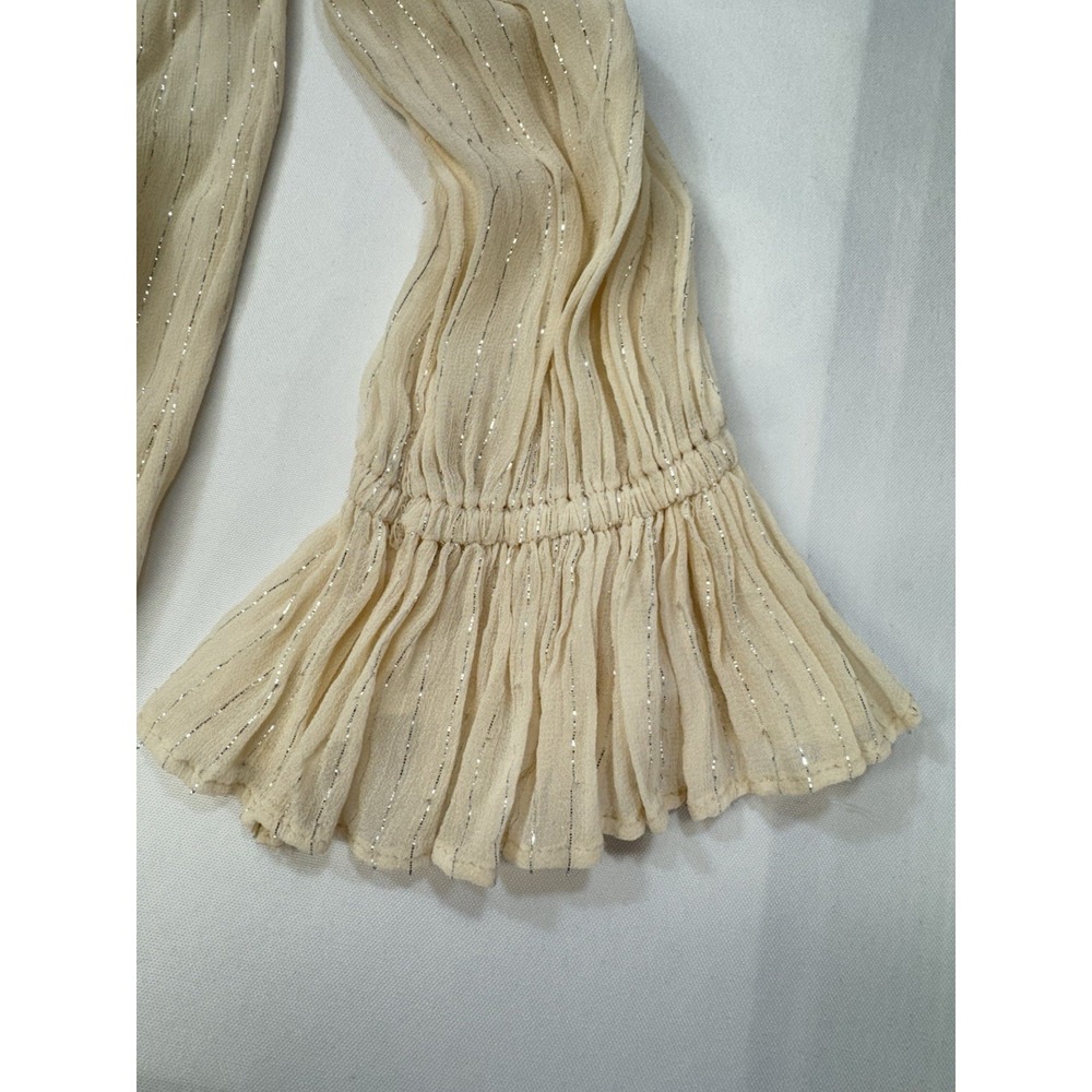 NWOT Maeve Anthropologie Ruffle Wynn Metallic Stripe Boho Peasant Flowy Size 4 - Picture 11 of 14